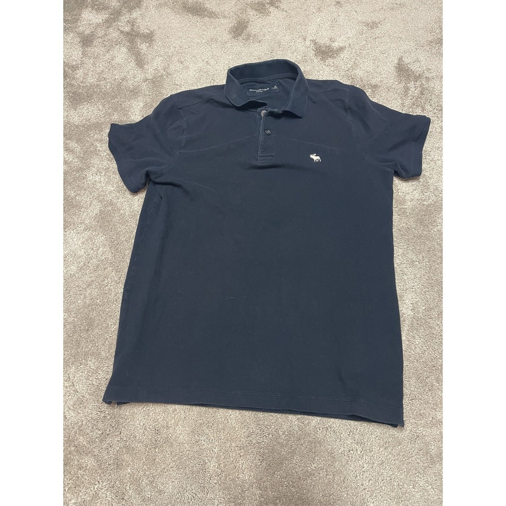 Abercrombie & Fitch Men's Black Short Sleeve Stretch Polo Shirt Moose